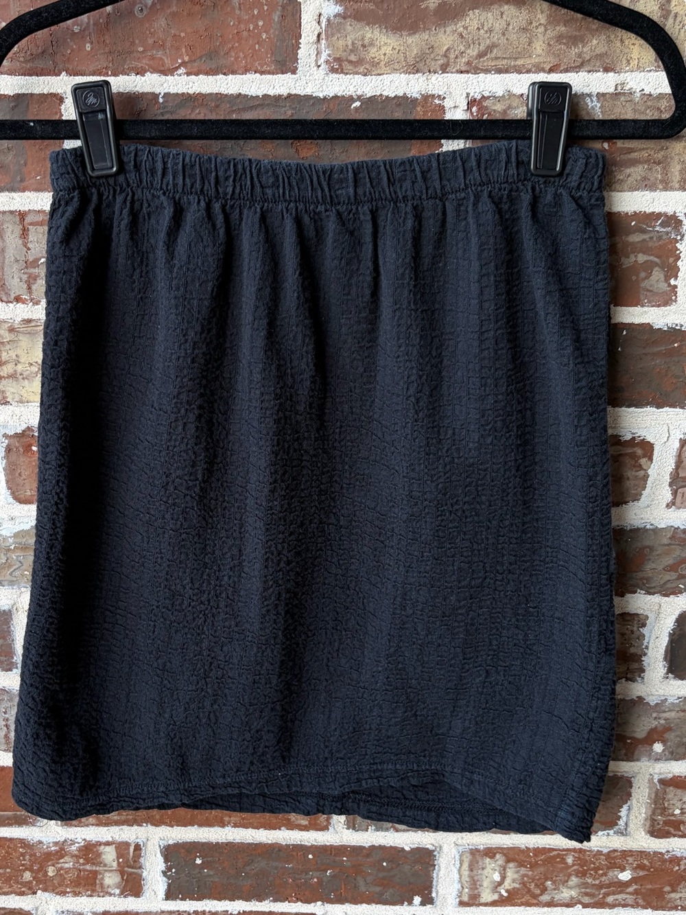 Free People Black Gauze Textured 100% Cotton Pull On Mini Skirt Size Small
